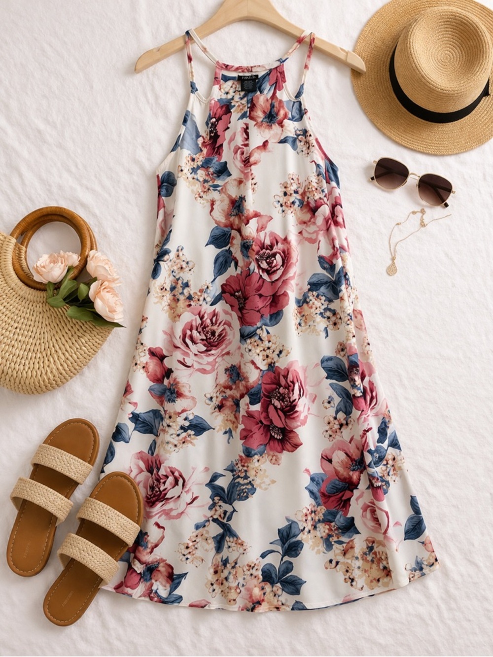 Rue21 Floral Dress (M) | Pink & Blue Flowy Summer Dress